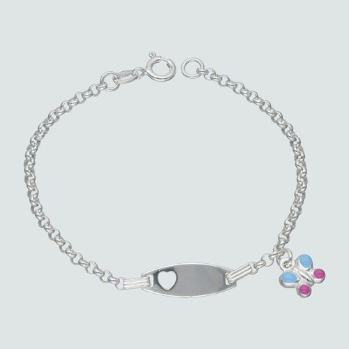 Pulsera Piocha Corazón Mariposa Esmaltada 16 cm