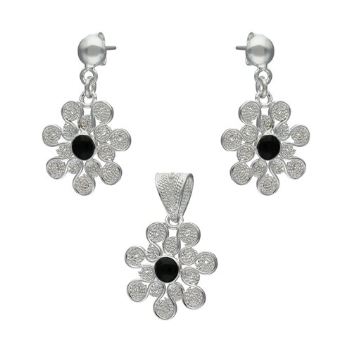 Conjunto Flor Filigrana Ónix