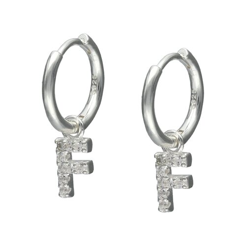 Argolla Huggie Letra F Circones 13 mm
