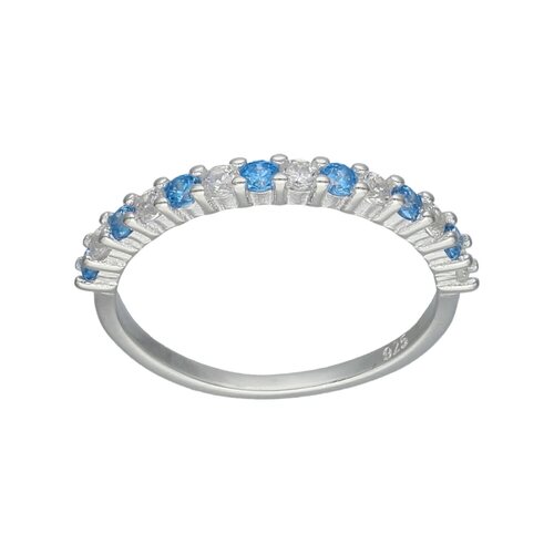 Anillo Cintillo Circones Agua Marina