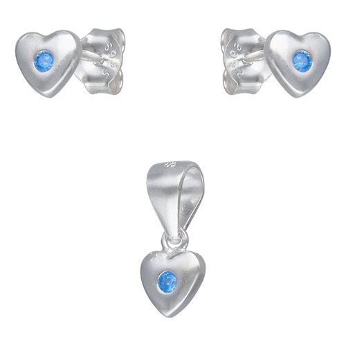 Conjunto Corazón Circón Agua Marina