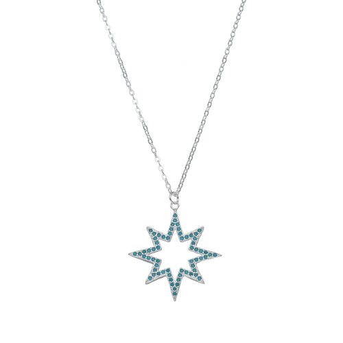 Collar Estrella Fugaz Cristales Celeste