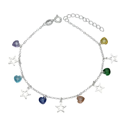 Pulsera Estrellas Corazones Cristal Hecho con Swarovski® Multicolor