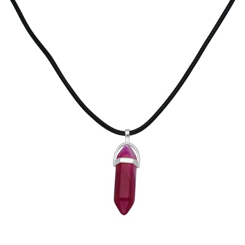 Collar Caucho Piedra Fucsia