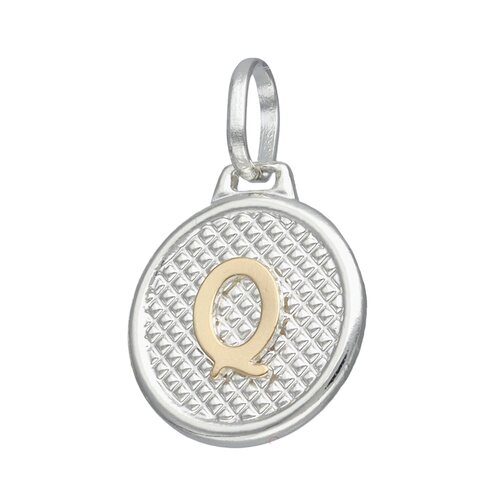 Colgante Circular Letra Q en Oro
