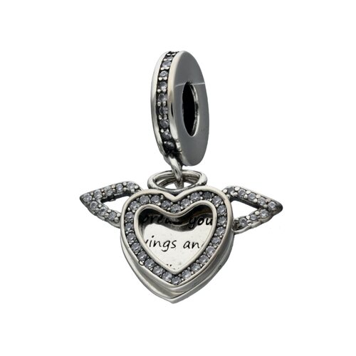 Colgante Charm Corazón Alas Circones