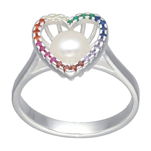 Anillo Corazón Perla Circones Multicolor 