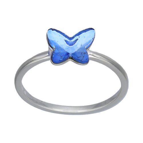 Anillo Cristal Azul Mariposa
