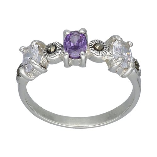 Anillo Marquesita Circón Amatista