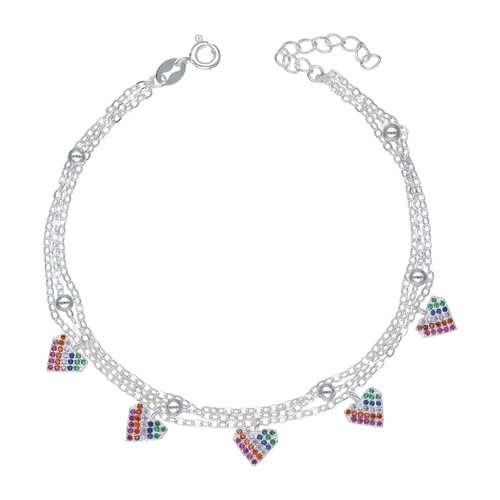 Pulsera Triple Corazones Circones Multicolor