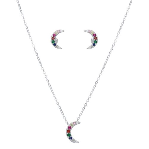 Set Collar Aros Media Luna Circones Multicolor 