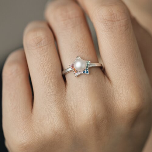 Anillo Estrella Perla Circones Multicolor  