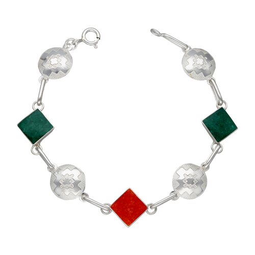 Pulsera Mapuche Kultrún Piedra Picada Multicolor
