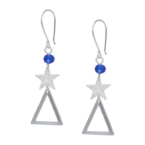 Aro Estrella Martillada Triangulo Cristal Azul 