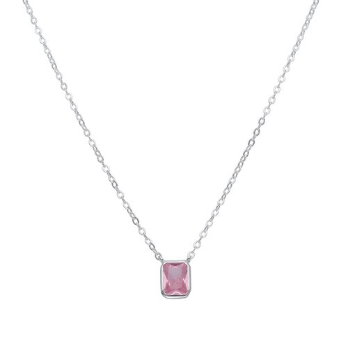 Collar Circón Baguette Rosa Francia 