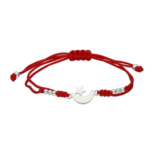 Pulsera Hilo Rojo Ajustable Media Luna Estrella