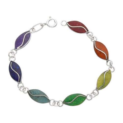 Pulsera Hojas Piedra Picada 7 Chakras
