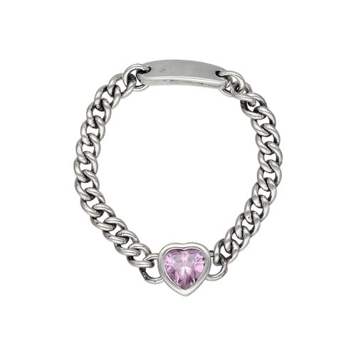 Anillo Cadena Corazón Circón Rosa Francia