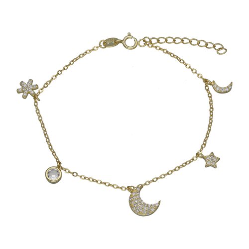 Pulsera Media Luna Estrella Flor Circones