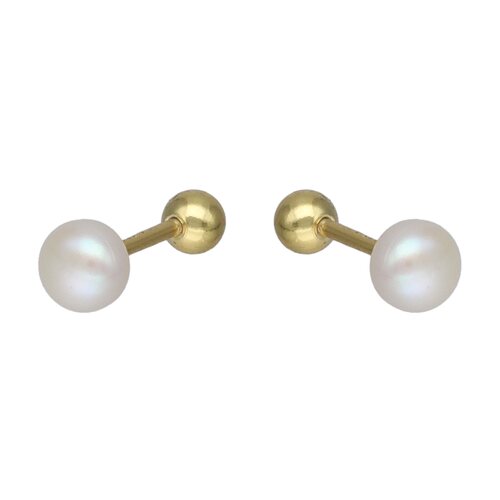 Aro con Tope Perla Achatada 4 mm