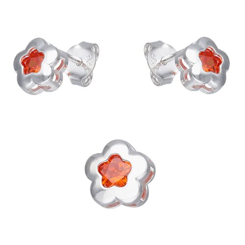 Conjunto Flor Circón Granate Naranja