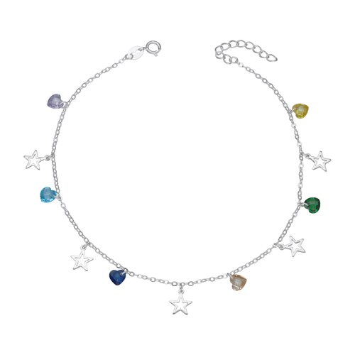 Tobillera Estrellas Corazones Cristales Hecho con Swarovski® Multicolor