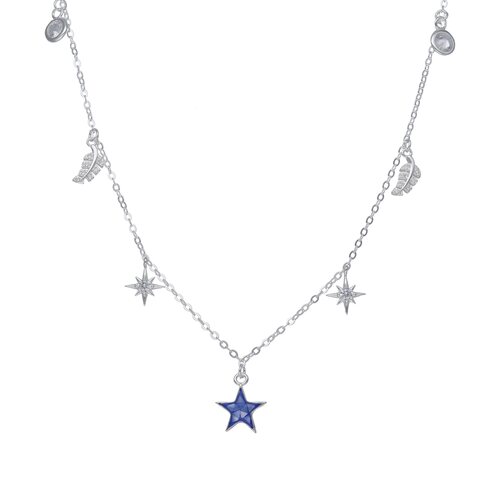 Collar Hojas Estrella Nácar Azul