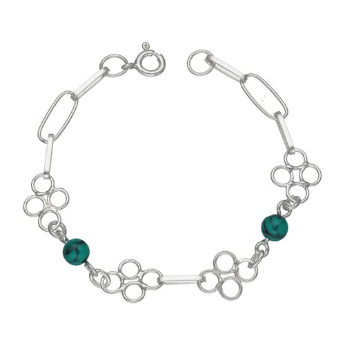 Pulsera Flor Esferas Turquesa
