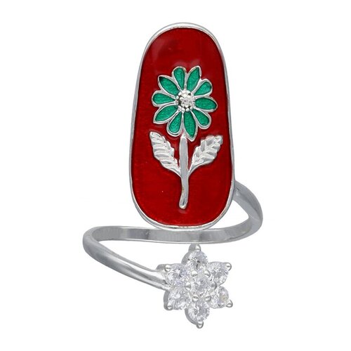 Anillo Midi Uña Flor Esmaltado