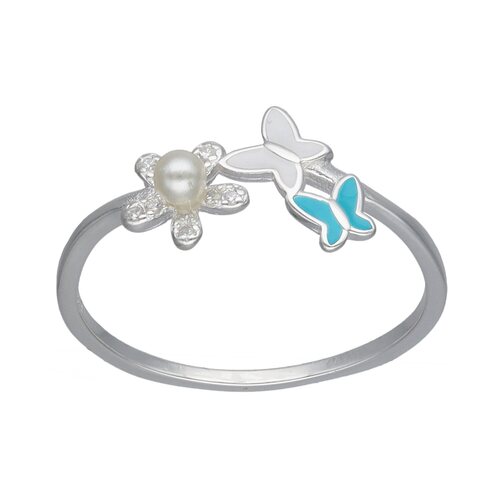 Anillo Flor Perla Circones Mariposas Esmaltada