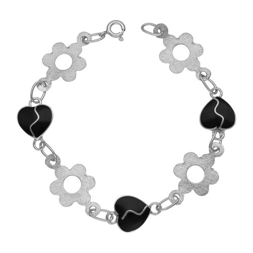 Pulsera Flores Corazones Ónix