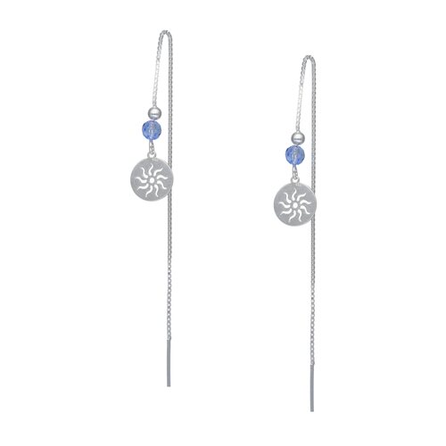 Aro Pasador Sol Cristal Hecho con Swarovski® Azul
