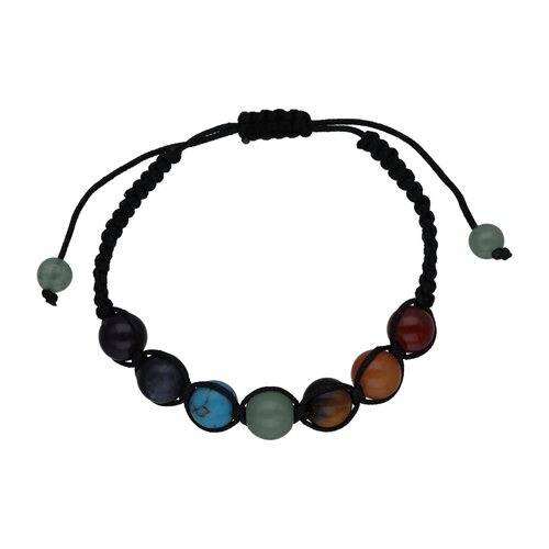 Pulsera Hilo Negro Ajustable Esferas 7 Chakras