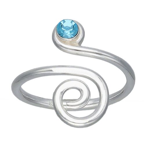 Anillo Midi Espiral Circón Agua Marina