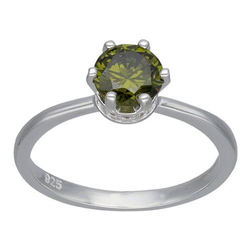 Anillo Circón Verde Oliva Solitario