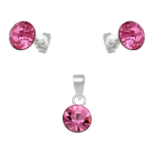 Conjunto Cristal Hecho con Swarovski® Fucsia 7 mm