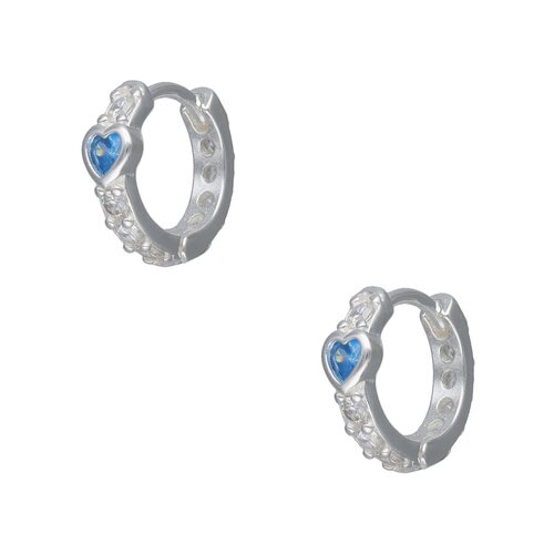 Argolla Huggie Corazón Circón Agua Marina 12 mm