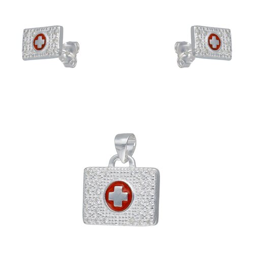 Conjunto Cruz Roja Esmaltada Circones