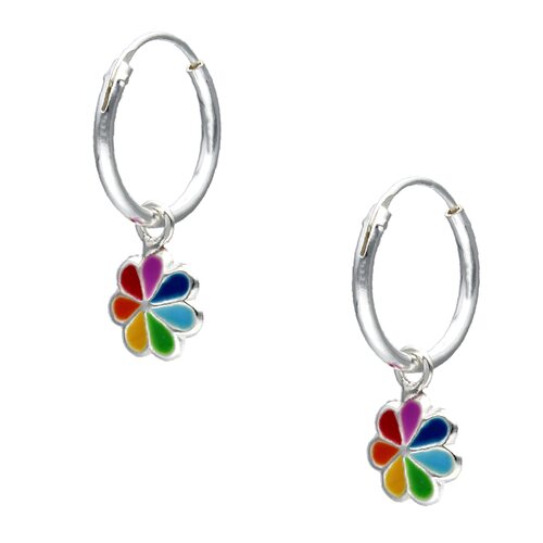 Argolla Flor Esmaltada Multicolor 12 mm