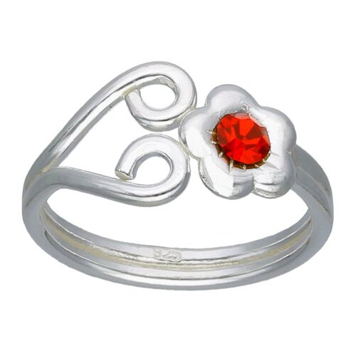 Anillo Midi Corazón Flor Circón Rubí