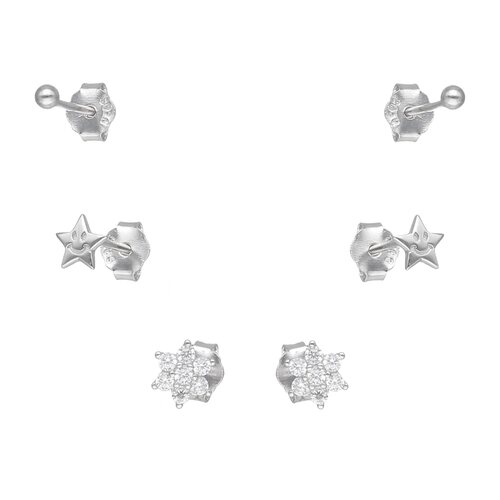 Set Aros Esfera Estrella Flor Circones