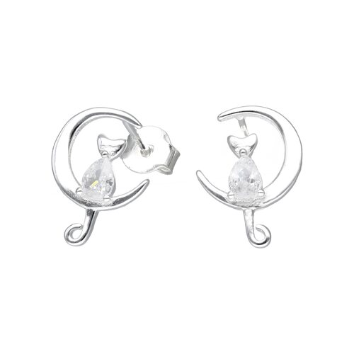 Aro Media Luna Gatito Circón