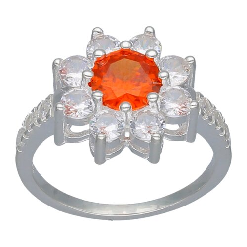 Anillo Flor Circón Naranja