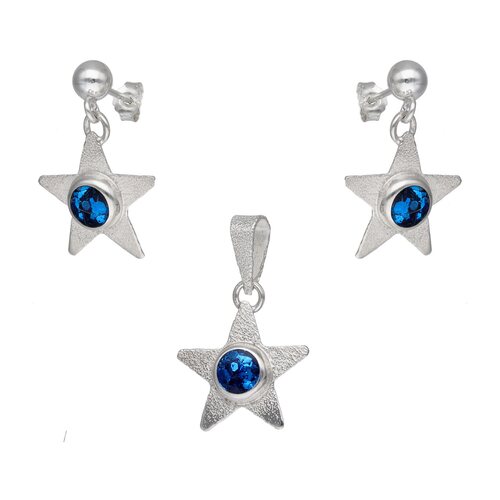 Conjunto Estrella Martillada Piedra Picada Azul