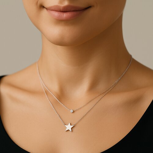 Collar Doble Circón Punto de Luz Estrella