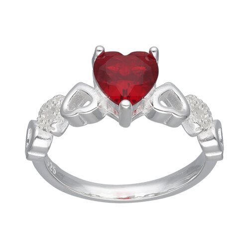 Anillo Corazones Circones Rubí