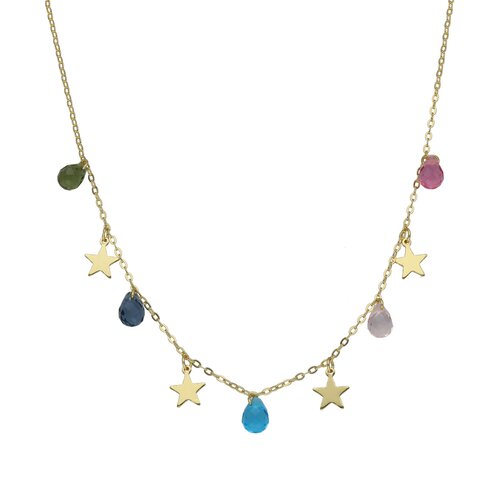 Collar Estrellas Gotas Hecho con Cristal Swarovski® Multicolor