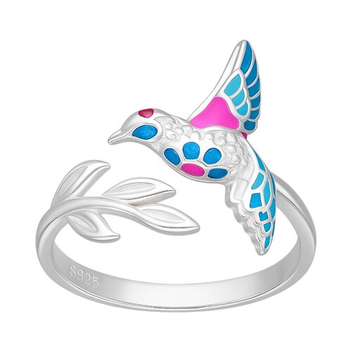 Anillo Ajustable Colibrí Esmaltado Multicolor