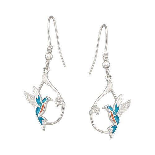 Aro Gota Flor Colibrí Esmaltado