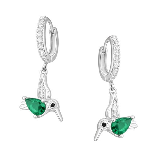 Argolla Huggie Colibrí Circón Esmeralda 11 mm